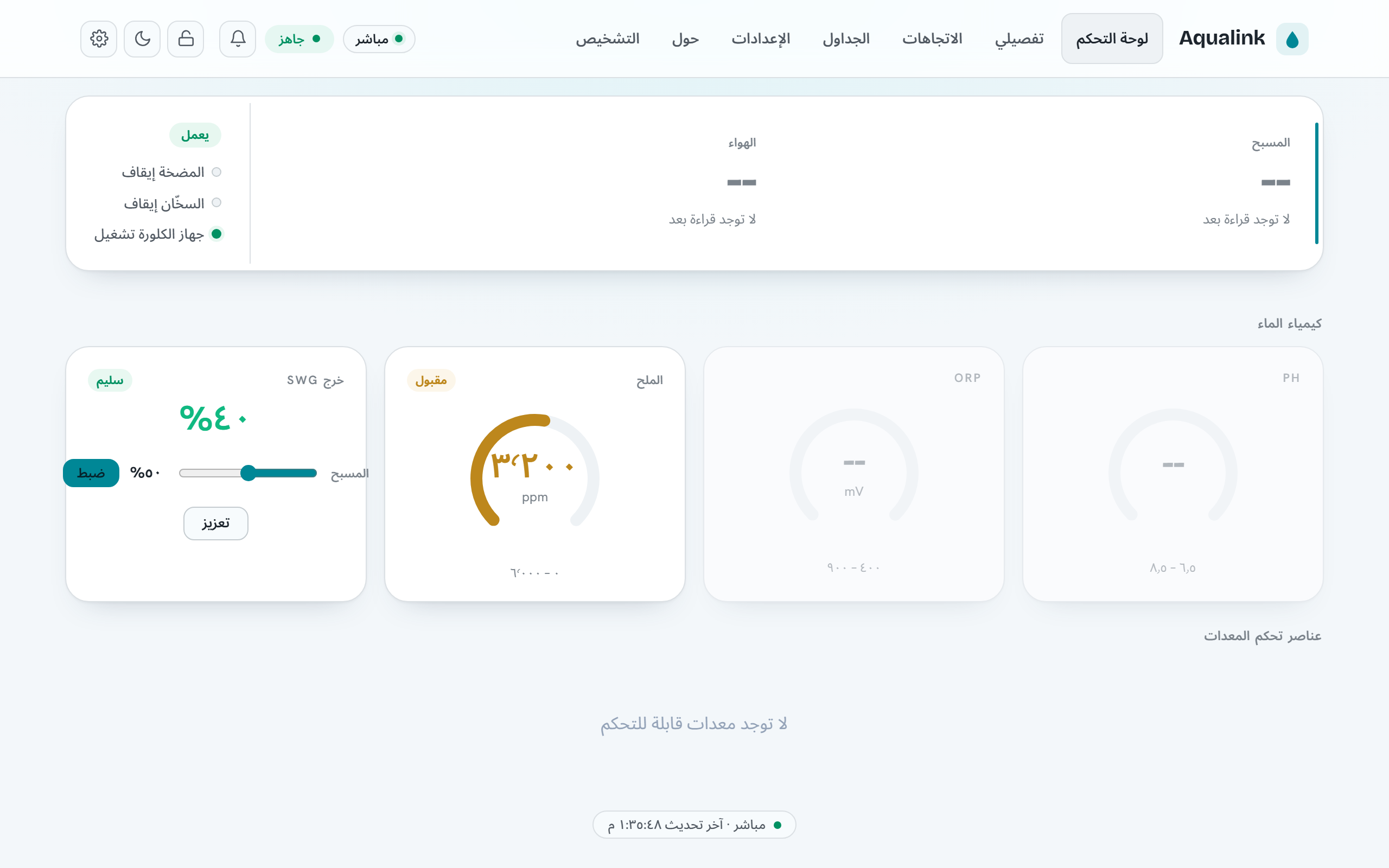 The dashboard in Arabic — the layout mirrors right-to-left and numbers render as Eastern Arabic-Indic digits
